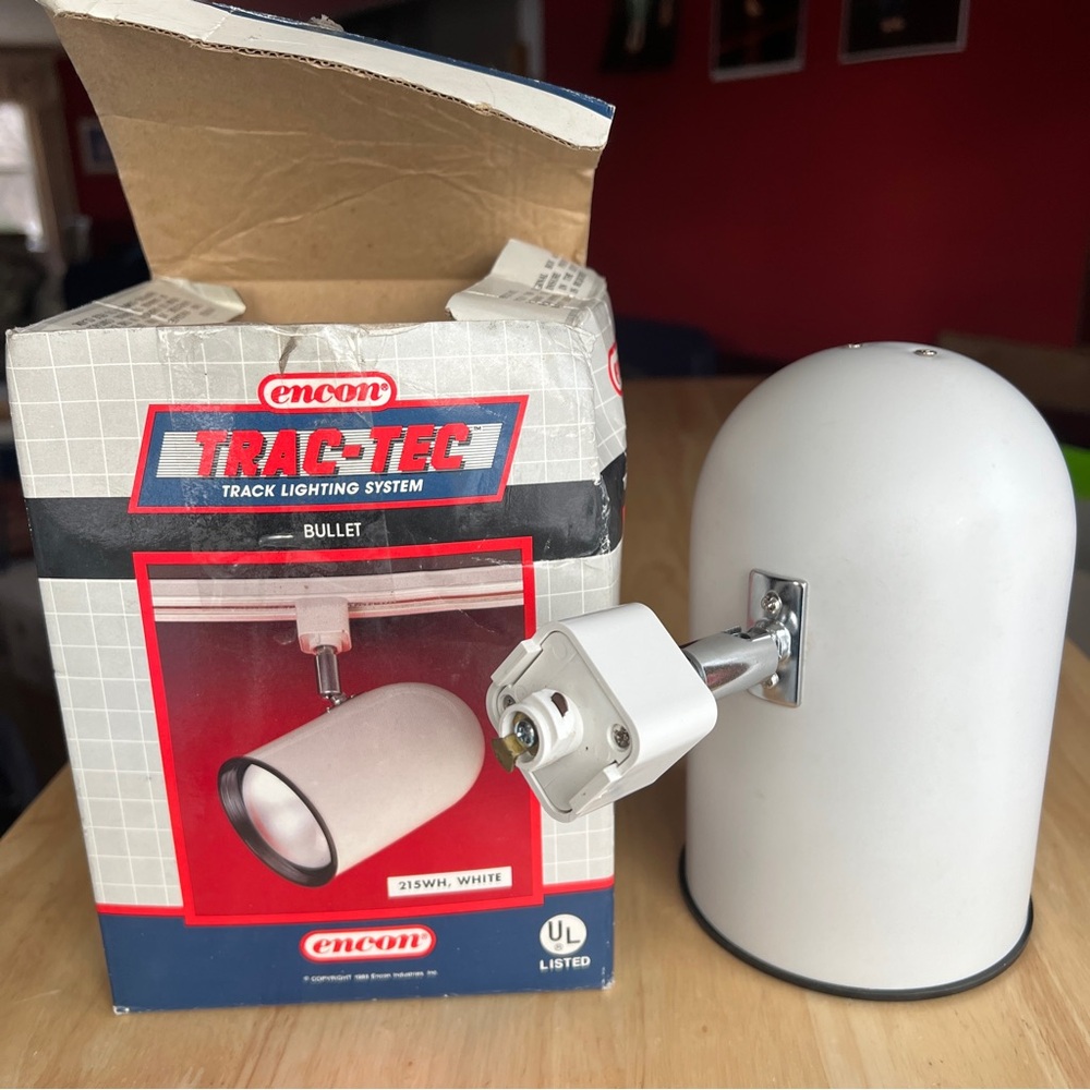Track Lighting Fixture Bullet 215WH White Encon Trac-Tec 1988 Open Box